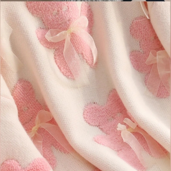 Pink Floral Valentine's Day Women's Sweater - Picture 3 of 3